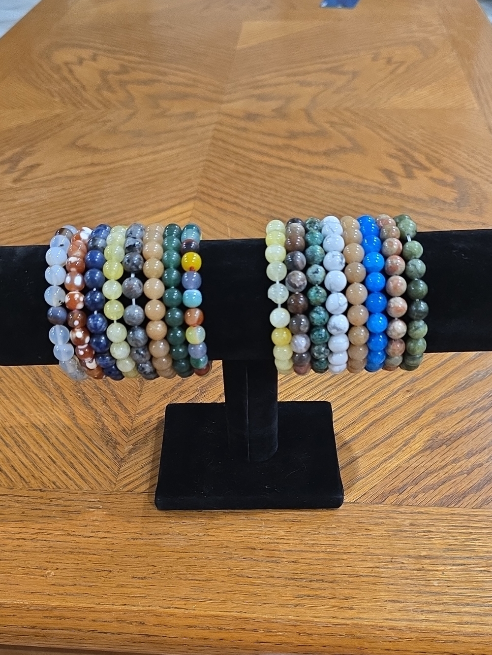 Beaded Gemstone Multi-Color Beaded Stretch Set Of 16